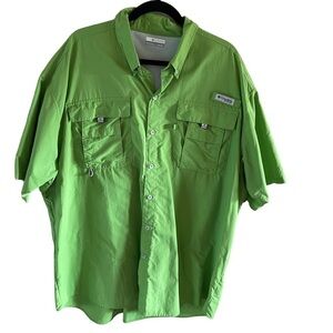 Columbia men’s PFG short sleeve XXL green fishing button down shirt